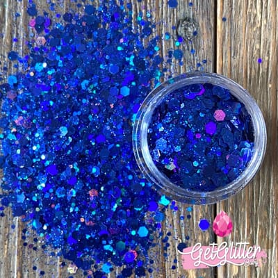 GetGlitterBaby® - Biologische / Biologisch afbreekbare Blauwe Chunky Festival Glitters voor Lichaam en Gezicht / Biodegradable Face Body Jewels / Gel Glittergel - Blauw