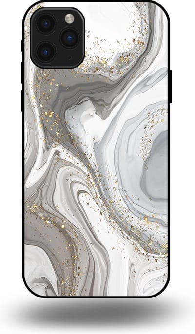 Smartphonica Telefoonhoesje geschikt voor iPhone 11 Pro Max met marmer opdruk - TPU backcover case marble design - Zilver geschikt voor iPhone 11 Pro Max