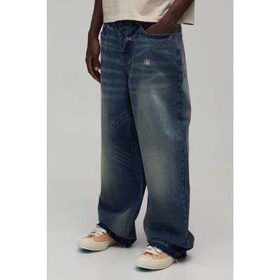 Fleur De Lis Applicatie Super Baggy Jeans | Vintage Blue | Size 30R