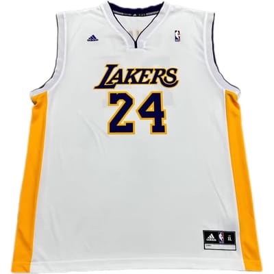 Collaboration Adidas X NBA Los Angeles Lakers Kobe 24 Imprimé REP Pullover Confortable Col en V Maillot de Basket Sportif Maillot Unisexe 7818A-3L9-AEB836 L white