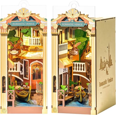 DIY Miniatuur Boekenkast Venetië - Houten 3D Puzzel Boekend