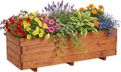 IvoQ Houten Plantenbak – 120x40x32 cm – Massief FSC Hout – Weerbestendig – Voor Terras, Tuin of Balkon