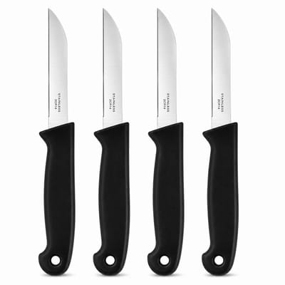 4-delige Schilmesjes Set – RVS – Zwart PP-Handvat – Schilmes 16,3 cm – Keukenmesjes voor Fruit & Groente