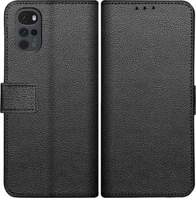 Just in Case hoesje geschikt voor Motorola Moto G22 Hoesje met Pasjeshouder - Bookcase Classic - Zwart