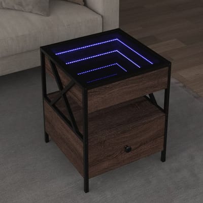 vidaXL - Salontafel - met - Infinity - LED - 40x40x51 - cm - bruin - eikenkleurig