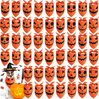 Hondenbandana's Halloween - Huisdier sjaaltjes - Feestelijke aankleding - Ademend polyester - 50 stuks - Oranje
