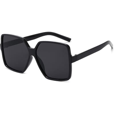 Zwarte Vierkante Oversized Zonnebril Vierkante Bril Gepersonaliseerde Kleurrijke Zonnebril Trend Veelzijdige Zonnebril UV4 1PC black