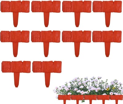 Tuinranden set - Kunststeen randen - Tuin ontwerpen - Graafvrije installatie - 10 stuks - Rood