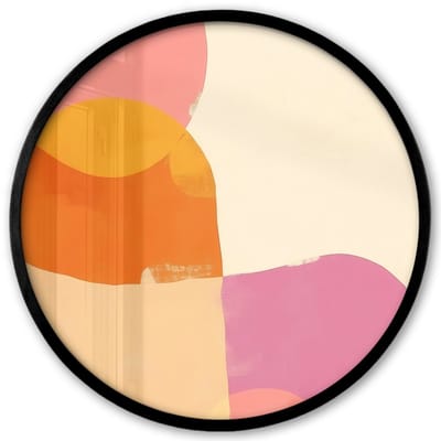 Poster in lijst Rond - Fotolijst 40x40 cm - Posters - Vormen - Abstract - Kleurrijk - Ronde posterlijst zwart - Decoratie - Wanddecoratie woonkamer - Muurdecoratie slaapkamer