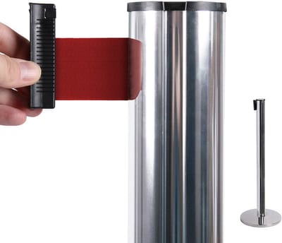 Afzetpaal Flexi Chroom met 2,7 M Trekband Rood - Syna BBCHROMERED