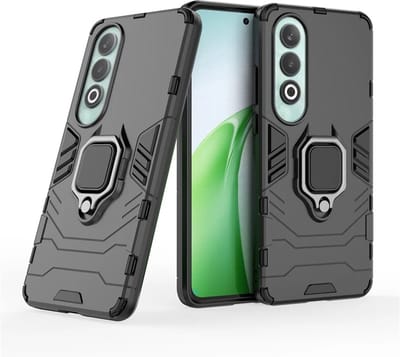 MobyDefend Hoesje - Geschikt voor OnePlus Nord CE 4 - Dubbelgelaagde Pantsercase Met Standaard - Zwart