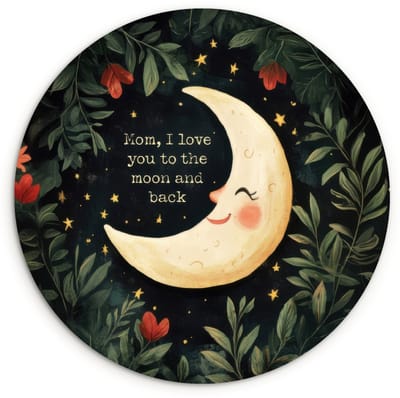 WallCircle® Wandcirkel 120x120 cm - Muurcirkel Maan - Quote - Bloemen - Sterren - Muurdecoratie woonkamer - Wanddecoratie slaapkamer - Kamer decoratie accessoires - Ronde schilderijen XXL