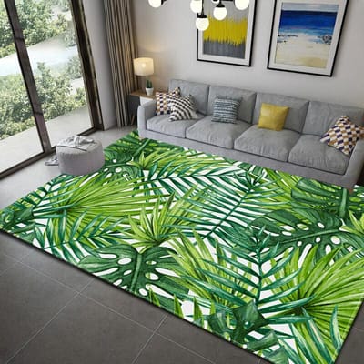 Groene Tropisch Regenwoud Bladeren Vloerkleed Plant Flanel Tapijt Palmblad Mat Voor Woonkamer Sofa Tafel Grote Vloerkleden 100x150cm