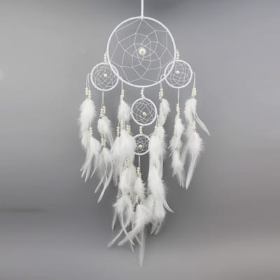 Dromenvanger met veren Wit 60 x 15 cm
