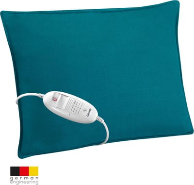 Beurer HK 48 Cosy Petrol Warmtekussen – Elektrisch Warmtekussen met Petrol-blauwe Decoratieve Hoes – 40×30 cm – Snelle Opwarming – 3 Warmtestanden – Automatische Uitschakeling – Zachte Fleece – Machinewasbaar – 3 Jaar Garantie