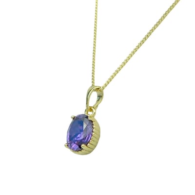 Ametist Drop Necklace Gold 14K