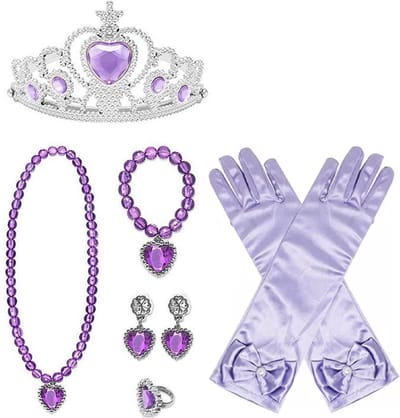 Het Betere Merk - Speelgoed meisjes - Lila / Paarse prinsessenhandschoenen - Tiara / Kroon - Juwelen - voor bij je prinsessenjurk - prinsessen speelgoed voor bij je verkleedjurk