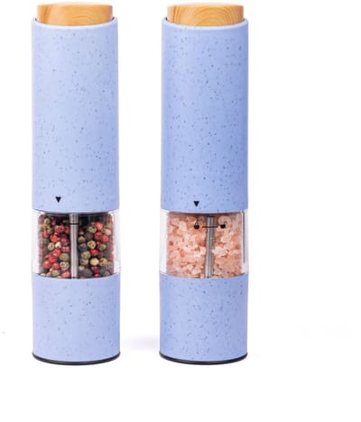 VHV - Peper- en zoutstel - Elektrische pepermolen - Elektrische zoutmolen - Peper- en zoutmolen set - Set van 2 - Automatisch - Instelbare grofheid - Voor keuken en tafel - Blauw