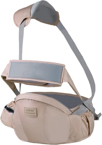 Baby Draagzak - Heupzitje Babydrager - Comfortabel Dragen - Ergonomisch Ontwerp - 23x16x20cm - Kaki