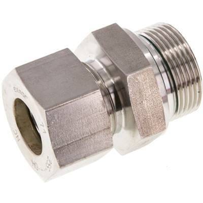 G 1 1/4'' Buitendraad x 25S RVS Rechte Knelfitting met FKM Afdichting 400 Bar DIN 2353 - FL2S-MO-STFP-114G-25-S