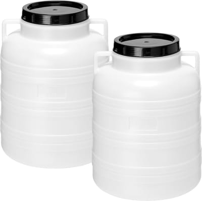 Garronda 2x40L Kunststof Trommel Met Deksel - Regenton - Vat - HDPE - Voedselvat - Tuin Hobbock – Wit - GD-STE-Barrel-B40L-2B