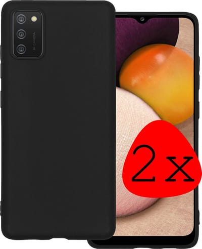 Hoesje 2 Stuks - Geschikt voor Samsung Galaxy A02s - Sterk & Shockproof - Case Siliconen - Back Cover - Telefoon Hoes - Zwart