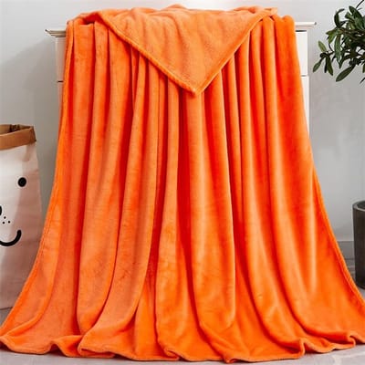 Dailygoods - Wollige knuffeldeken - Superzacht - 100 x 140 cm - Oranje - Flanellen fleece deken - Geschikt voor volwassenen - Effen kleur