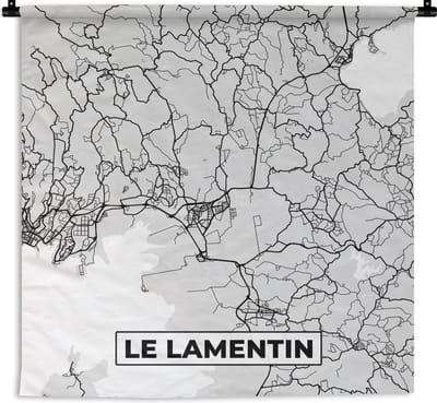Wandkleed - Wanddoek - Plattegrond - Kaart - Stadskaart - Frankrijk - Le Lamentin - 180x180 cm - Wandtapijt