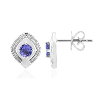 Cavill - Zilveren Oorbellen - 925 Sterling Zilver met Palladium - 0,51 ct Ronde Briljant Tanzaniet - Elegant, Tijdloos Design - 11 mm