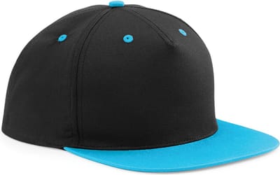 Beechfield 5 Panel Contrast Snapback Cap B610C - Black / Surf Blue - One size