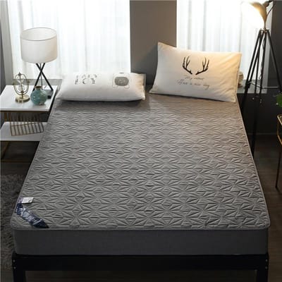 Waterdicht Matraslaken Effen Kleur Gewatteerd Beschermend Laken Anti-mijt Ademend Laken Exclusief Kussensloop 90x190cm