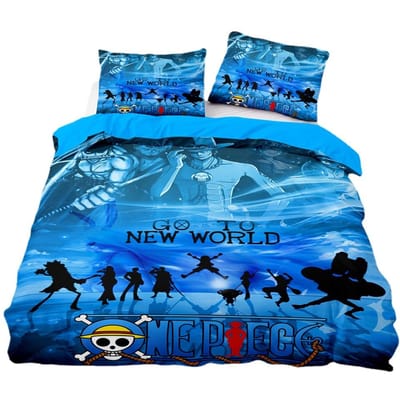 ONE PIECES Beddengoed Set Monkey D.Luffy Dekbedovertrek 3D Print Quilt Hoes Kussensloop Kinderen Jongens Tieners Cadeau 140x200cm-2pcs