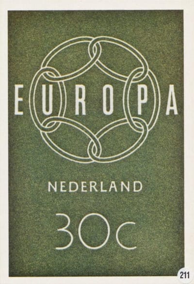 Briefkaart met afbeelding Europa-zegels – De Europese Postvereniging in dienst van de Europese gedachte postzegel