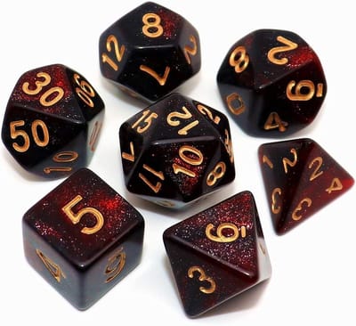 Dobbelstenen Set 7-delig – Rood Zwart D20 D12 D10 D8 D6 D4 – Voor RPG & Tafelspellen