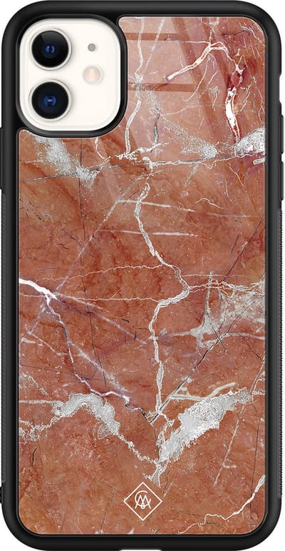 Casimoda® hoesje - Geschikt voor iPhone 11 - Marble Sunkissed - Luxe Hard Case Zwart - Backcover telefoonhoesje - Rood