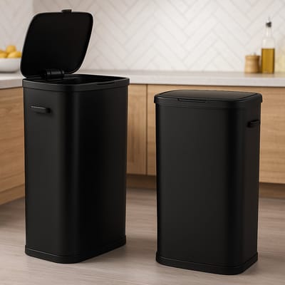 prullenbak 60 liter zwart- afvalemmer- vuilnisbak- vuilemmer- prullen bak- afval emmer- afvalbak- afval emmer- Groot- Prullenbak met Drukdeksel -Stijlvol Zwart Ontwerp- voor Drukke Huishoudens en Kantoren | Duurzaam