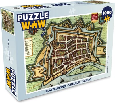 Puzzel Plattegrond - Vintage - Venlo - Legpuzzel - Puzzel 1000 stukjes volwassenen - Stadskaart