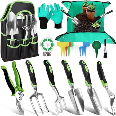 Famanu - Tuingereedschapsset, Gereedschap voor Tuinieren, Handgereedschap Gift Kit, Tuingereedschap met Opbergtas, Bonsai Gereedschapsset, Plantengereedschapsset met Opbergtas, Cadeau voor Tuinders en Tuiniers
