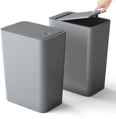 Kleine Afvalbak - Prullenbak Vuilnisbak - Afval Scheiden - Geurvrij met Drukdeksel - 10 Liter - Wit