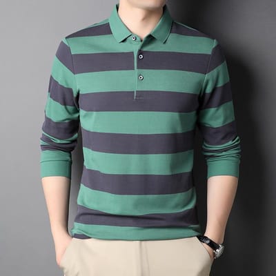 Lente Lange Mouw T-shirt Heren Trendy Nieuw Casual Polo Kraag Top Kleding Modieus Katoen Jong en Middelbare Leeftijd Heren Poloshirt 3XL gray