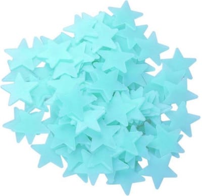 Binnenshuis - Glow In The Dark Sterren - 100 Stuks - Lig onder een prachtige sterrenhemel! - Blauw - PVC - Muurstickers Kinderkamer - Lichtgevende Sterren