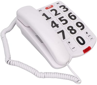 Dailygoods- Telefoon met Grote Toetsen - Vaste Telefoon met Snoer - Hoog Volume - Volumeregeling - Eenvoudig Ontwerp - Geschikt voor Senioren - Huistelefoon