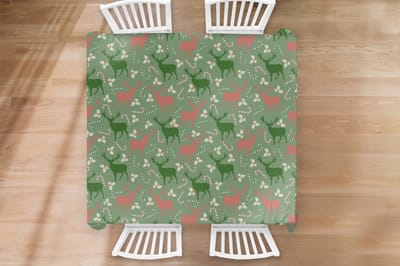 Kerst Tafelkleed - Kerstmis Decoratie - Tafellaken - Patronen - Christmas - Rendier - 180x180 cm - Kerstmis Versiering - Tafeldecoratie Kerstmis - Kerstdecoratie tafel - Tafelversiering