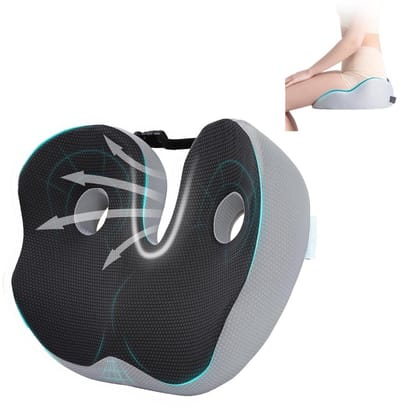 IBETTERTEC - Ergonomisch zitkussen - Orthopedisch zitkussen - Rugkussen - Zwart - Zitkussen met wigvorm - Vermindert drukpunten - Verhoogt zitcomfort - Voor thuis, kantoor of auto