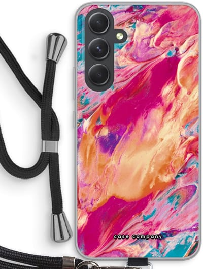 Case Company® - Hoesje met koord geschikt voor Samsung Galaxy A54 hoesje met Koord - Pastel Echoes - Telefoonhoesje met Zwart Koord - Bescherming aan alle Kanten en Over de Schermrand