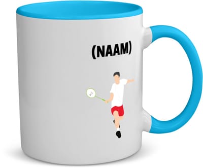 Akyol - badminton met eigen naam koffiemok - theemok - blauw - Badminton - badmintonner - sport - 350 ML inhoud