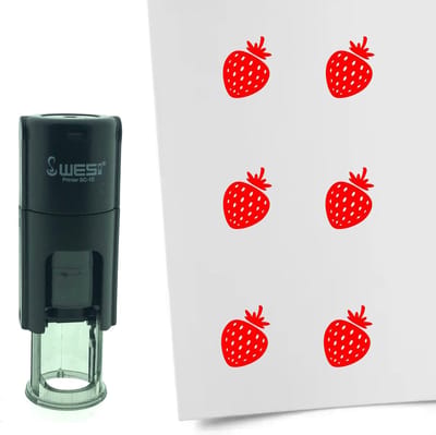 CombiCraft Stempel Aardbei 10mm rond - Rode inkt