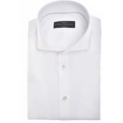 John Miller Overhemd Plain Jersey Cotton Stretch Wit / male