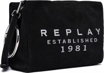 REPLAY Leren Schoudertas Crossbody Bag Black Zwart