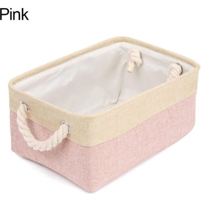 Panier de rangement pour articles divers, panier de tri, boîte de rangement pliable pour linge, sous-vêtements, chaussettes rose